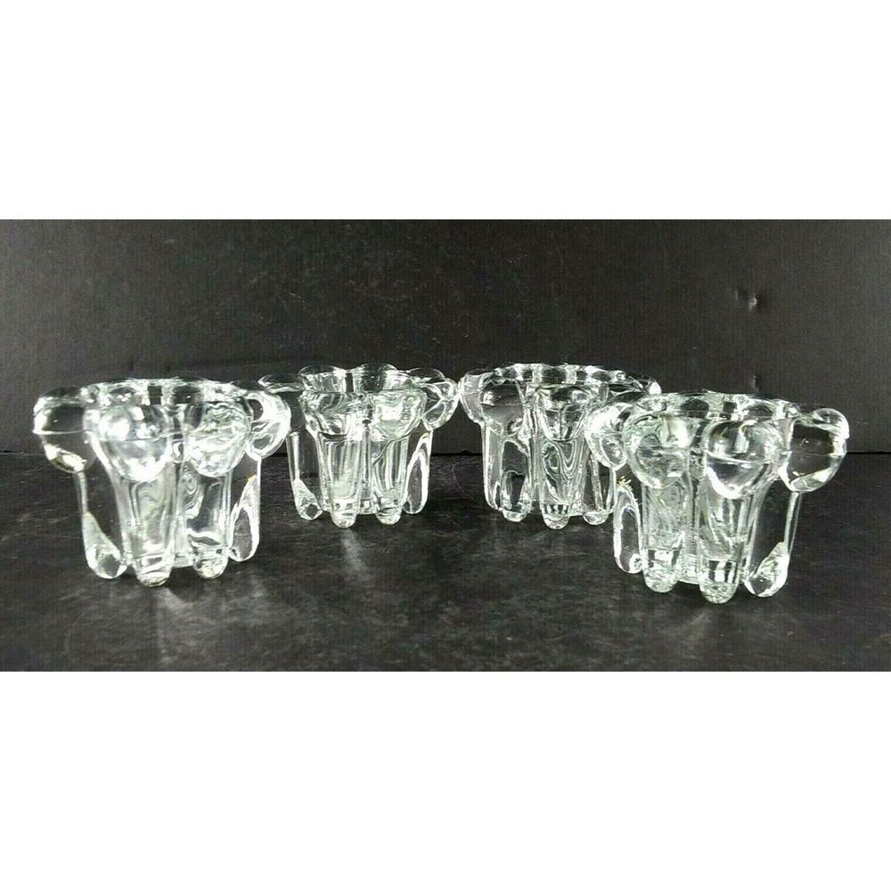 Kig Indonesia Tapered Candle Holders Lot Of 4 Glass Crystal ?
